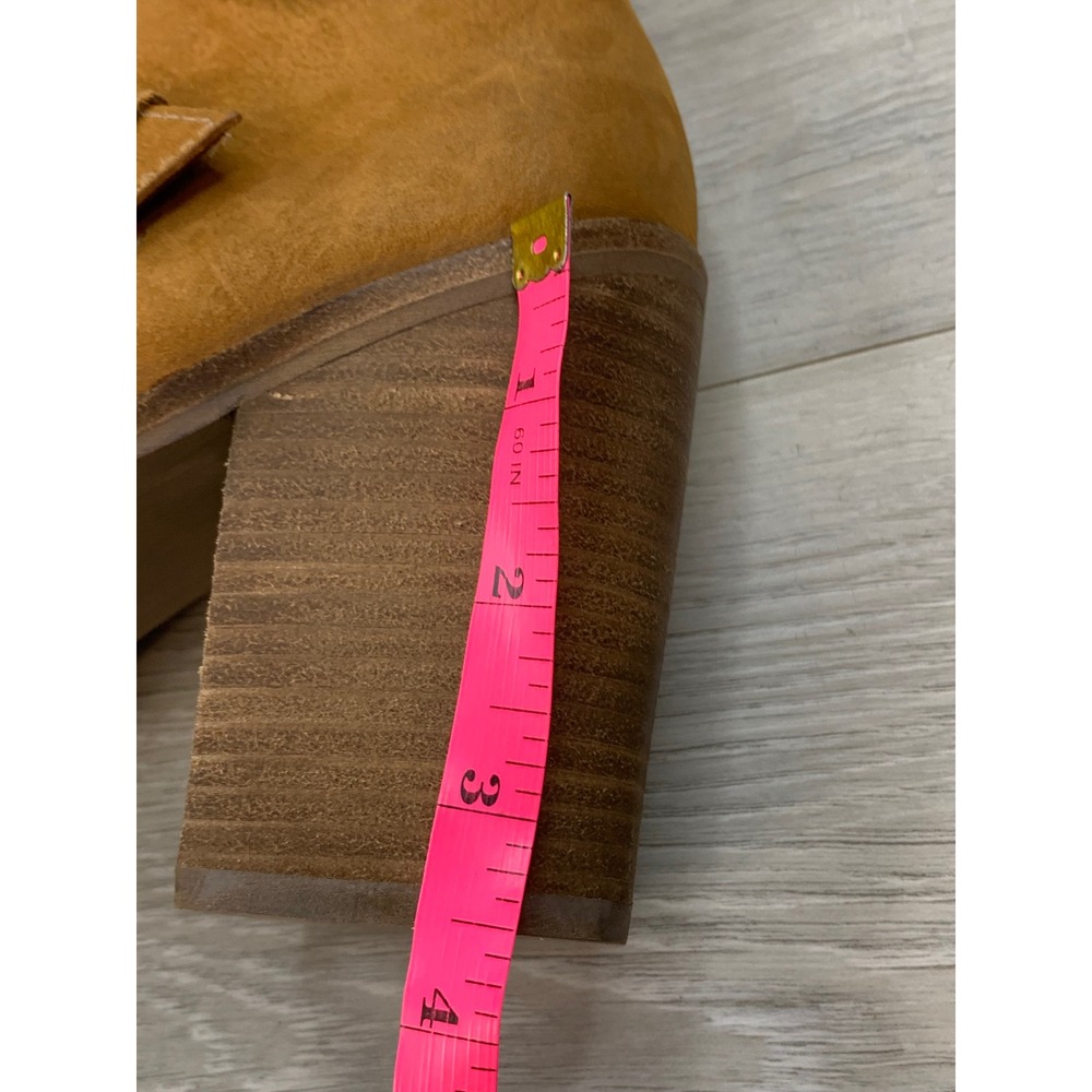 Steve Madden Women's Tan Leather Double Buckle Ankle Boots Block Heel 8.5 Shoes - Picture 10 of 11